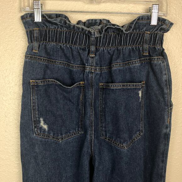 Forever 21 Distressed Paperbag Paper Bag Blue High Waisted Jeans Torn - Picture 6 of 10